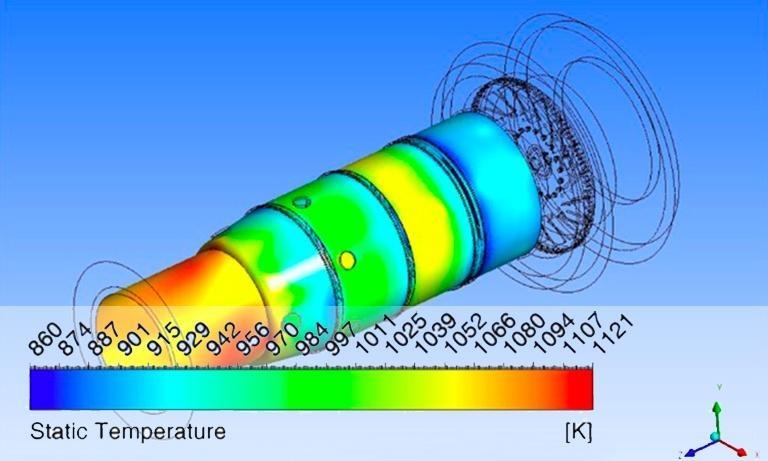 Temperature distribution on the liner inner walls of a micro-gas turbine combustor fed with methane and syngas