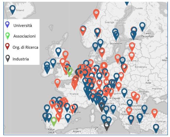 Mappa partecipanti europei
